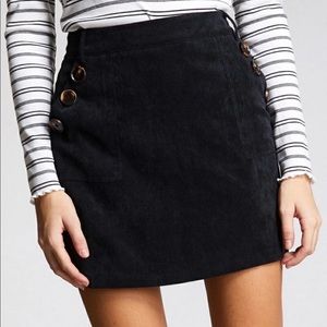Suede Dark Blue Skirt w/ Button